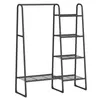 A black metal garment rack with shelves. Náhled obrázku produktu
