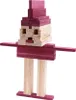 A toy robot constructed from wooden blocks, with a white background. Produktbild-Vorschau