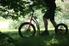 A person riding a scooter in a grassy park. Anteprima dell’immagine prodotto