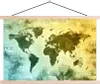 MuchoWow® Textilposter Weltkarte - Blau - Gelb 60x40 cm mit Produktbild-Vorschau 1