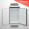 An open refrigerator with labels indicating adjustable features. Produktbild-Vorschau