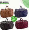 A collage of four wicker baskets in different colors, with a brand logo and text at the top. Náhled obrázku produktu