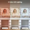 Fobyfurny Große Schminktisch mit LED-Beleuchtung, 40 x 108 Produktbild-Vorschau 3