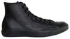 A black leather Converse Chuck Taylor high-top sneaker is shown against a white background. Produktbild-Vorschau