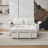 A beige sofa bed is shown in a well-lit room with a rug and a piece of abstract art on the wall. Produktbild-Vorschau