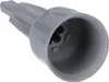 A close-up, isolated shot of a gray plastic kitchen machine attachment. Produktbild-Vorschau