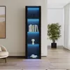 Vetrina Sweiko nera lucida con illuminazione a LED, 3 Anteprima dell’immagine prodotto 1