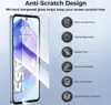 A smartphone screen protector is shown next to a smartphone, with feature callouts. Produktbild-Vorschau