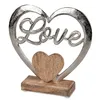 Dekoobjekt Herz LOVE H. 22cm silber braun aus Alu + Produktbild-Vorschau 1