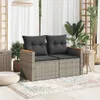 vidaXL Gartensofa 2-Sitzer mit Kissen Grau Poly Rattan Produktbild-Vorschau 3