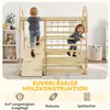 Two young children playing on a wooden Montessori climbing structure indoors. Podgląd zdjęcia produktu