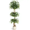 Kunstpflanzen Ficus Benjamini Ficusbaum mit Topf 180 cm – Produktbild-Vorschau 1