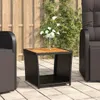 vidaXL Odkládací stolek s dřevěnou deskou Black Poly Rattan Náhled obrázku produktu 2