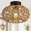 Deckenleuchte Vintage Rattan – Boho Hängelampe Produktbild-Vorschau 1