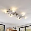 Lindby Deckenlampe Yannie, 6-flg., 106 cm, nickel/weiß, Produktbild-Vorschau 3