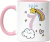 7 Jahre alt Kindergeburtstag Tasse rosa süße Motive Kinder Produktbild-Vorschau 1