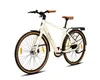 A studio shot of a cream-colored electric city bike with brown accents. Produktbild-Vorschau