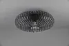 A black metal ceiling light fixture with a cage-like design is mounted on a light gray ceiling. Voir les images du produit