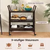 COSTWAY Servierwagen Polyrattan, Küchenwagen mit 3 Ablagen, Produktbild-Vorschau 4
