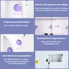 Collage of close-up shots and feature highlights of a white and purple sewing machine. Produktbild-Vorschau