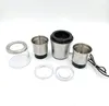 Several parts of an electric coffee grinder are laid out on a white background. Produktbild-Vorschau