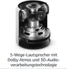 A cutaway view of a smart speaker showing its internal components, with descriptive text below. Voir les images du produit