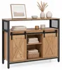 KOMFOTTEU Sideboard Holz mit 2 Schiebetüren & verstellbare Produktbild-Vorschau 1