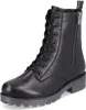 A black lace-up boot with a side zipper and a grey sole. Produktbild-Vorschau