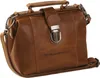 A brown leather handbag with a shoulder strap and a metal clasp. Podgląd zdjęcia produktu