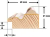 A cross-section of a wooden picture frame with decorative molding and measurements indicated. Produktbild-Vorschau