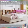 A bed with a headboard featuring shelves and LED lighting. Náhled obrázku produktu