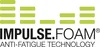This is a marketing image for Impulse Foam anti-fatigue technology, featuring abstract green bars and the brand name. Voir les images du produit