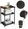 IBUYKE Beistelltisch 3 Ebenen Schwarz Industrie-Design Produktbild-Vorschau 6