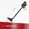 A vacuum cleaner with dimensions indicated on the image, against a white and red background. Produktbild-Vorschau