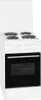 A white electric freestanding cooker with four black electric hob rings and a black oven door. Produktbild-Vorschau