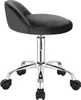 A dark gray office stool with a silver base and wheels, shown from a slightly elevated side angle against a white background. Produktbild-Vorschau