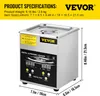 A VEVOR digital ultrasonic cleaner is shown with product specifications and dimensions. Náhľad obrázku produktu