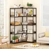 A corner bookshelf filled with decorative items and books. Podgląd zdjęcia produktu
