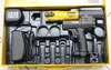 A tool kit with a press tool, charger, and accessories laid out in a yellow case. Podgląd zdjęcia produktu