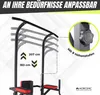 A close-up view of a power tower fitness station, highlighting its adjustable height feature and a detail of the height adjustment mechanism. Náhľad obrázku produktu