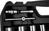 A close-up view of a tool kit, showing various metal tools neatly arranged in a black plastic case. Anteprima dell’immagine prodotto
