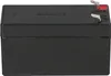 A black battery with metal terminals on top. Voir les images du produit