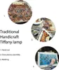 Clayre & Eef Lampe de table Tiffany Ø 18x53 cm Blanc Vert Voir les images du produit 3