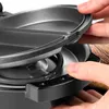 Hands are holding open a two-sectioned, non-stick griddle appliance. Produktbild-Vorschau
