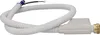 A white corrugated hose with a gray plastic fitting and a brass connector. Produktbild-Vorschau