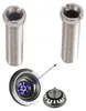Two stainless steel sink drain screws are shown, with a close-up of a sink drain and a separate drain basket. Produktbild-Vorschau