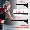A woman in boxing gear is shown next to a boxing bag, with diagrams illustrating the adjustable features of a wall mount for the bag. Anteprima dell’immagine prodotto