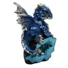 Drache blau auf Kristall mit Dracheneier - Drache Figur Produktbild-Vorschau 2