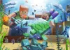 Two Minecraft characters, Alex and Steve, are swimming underwater with turtles, dolphins, and squids. There are also some submerged structures and a treasure chest. Náhled obrázku produktu