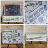 A collage of four images showing a vintage-style tin box with various illustrations and text. Voir les images du produit